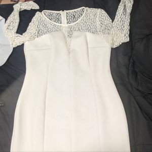 White Calvin Klein long sleeved dress